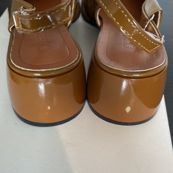 fashion shoes Brown patent leather Flat Size 10/41 NWT sling back fasten Gems - Picture 4 of 8